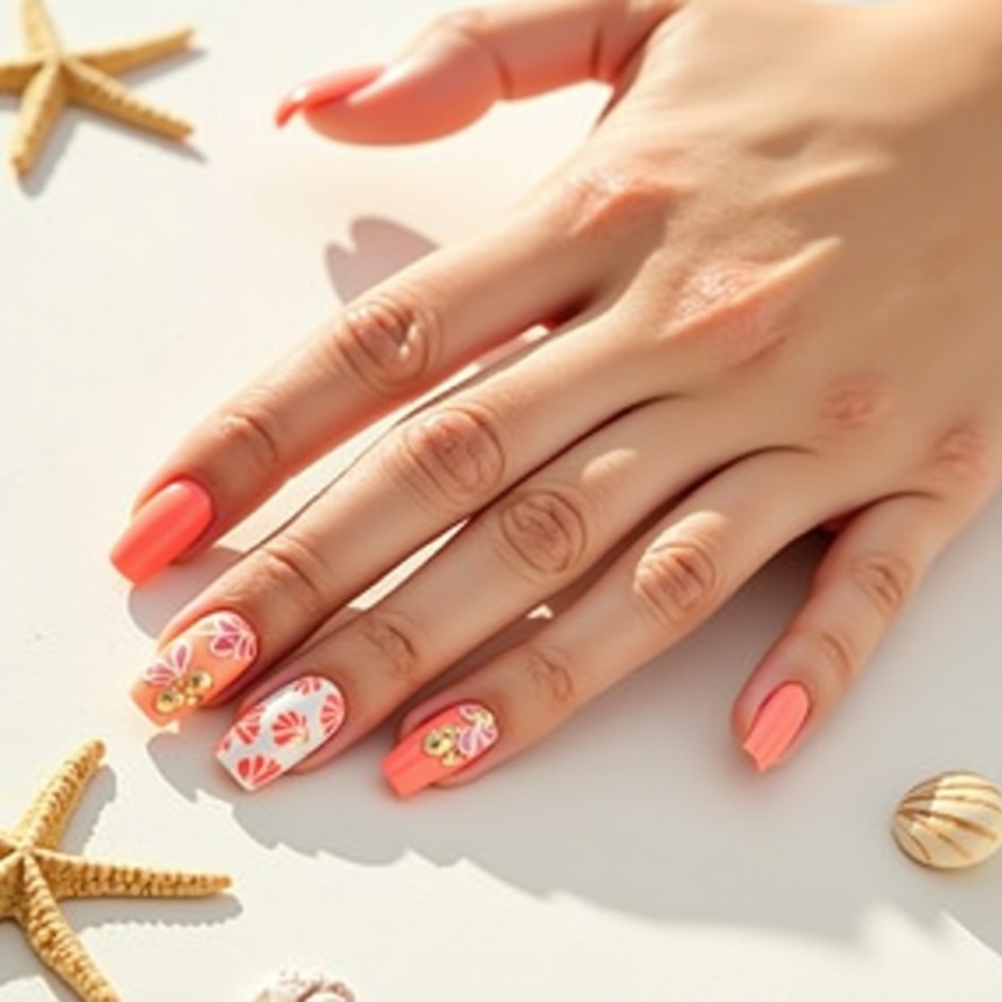 Summer Coral Nail Designs