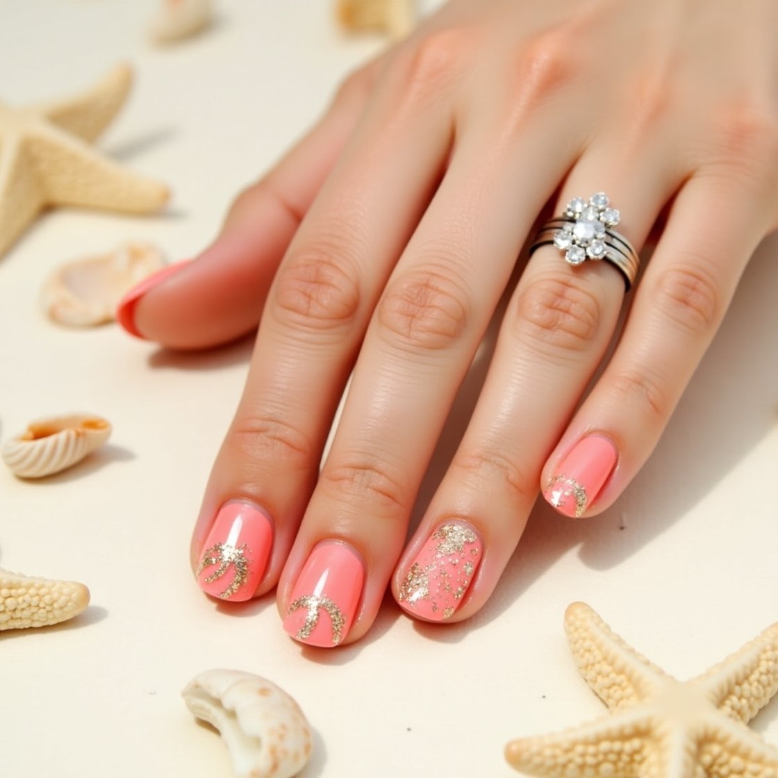 Summer Coral Nail Designs